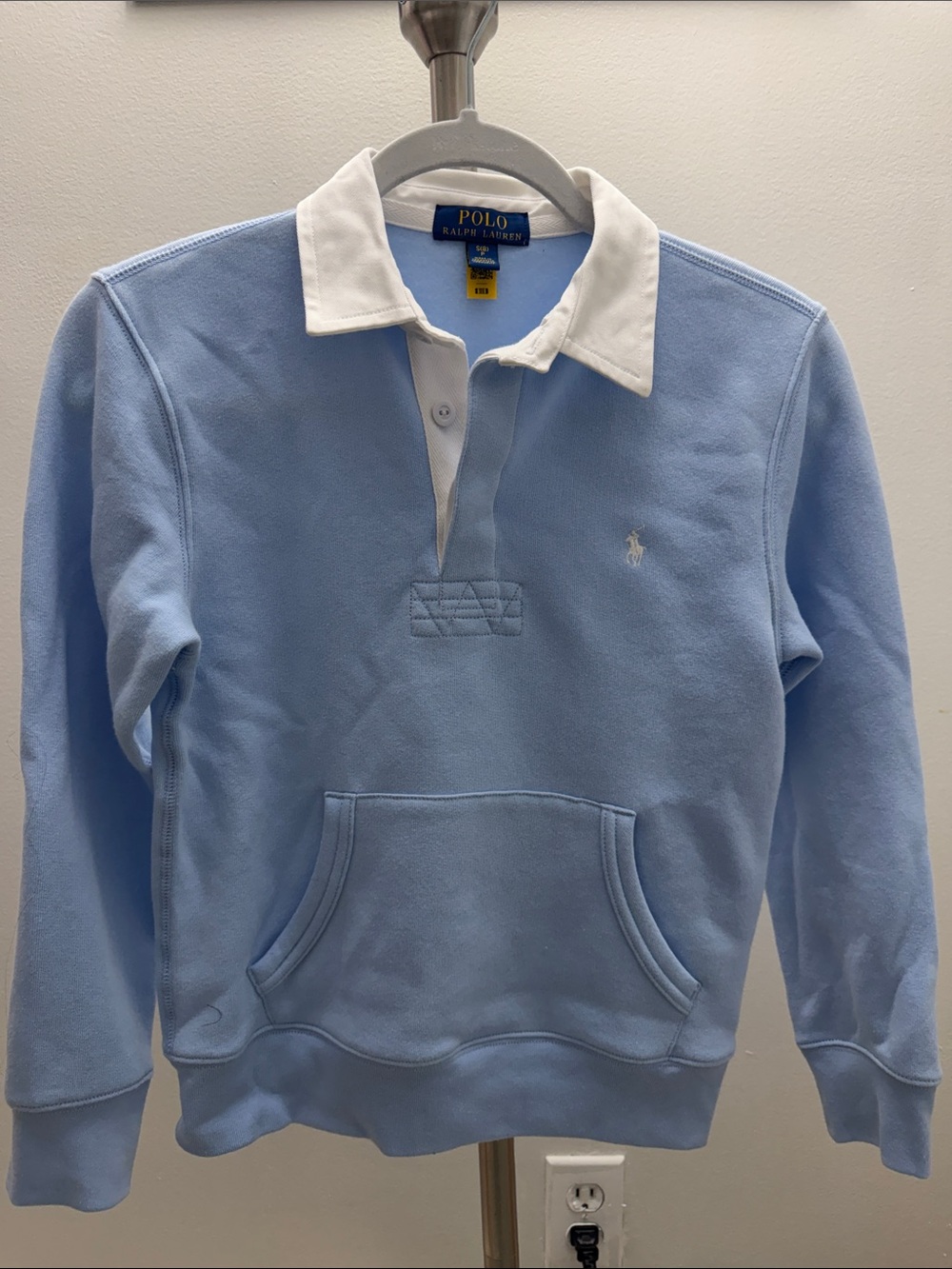 Polo by Ralph Lauren Light Blue Rugby Pullover with White Collar